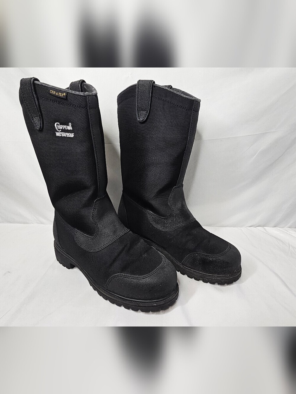 Chippewa Waterproof Work Boots Mens 9W Black Steel Toe Safety EH Pull On 72231